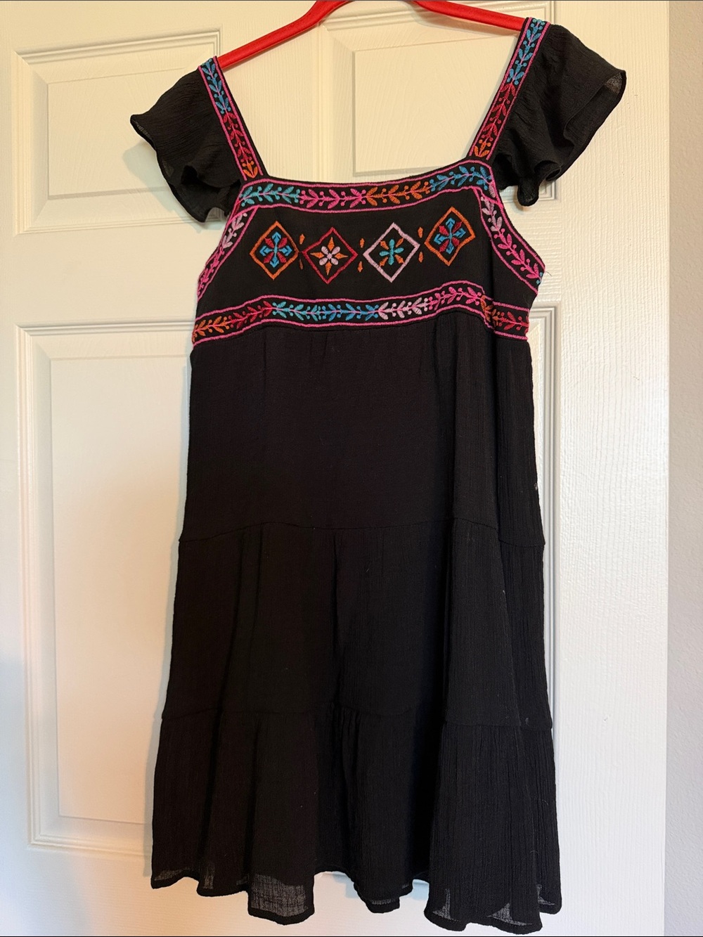 Black Embroidered Dress with Colorful Accents